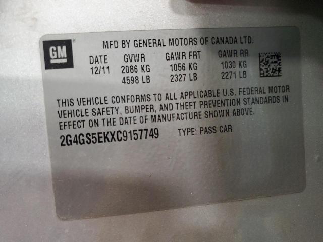 2G4GS5EKXC9157749 - 2012 BUICK REGAL PREMIUM SILVER photo 13