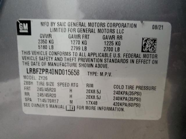 LRBFZPR40ND015658 - 2022 BUICK ENVISION ESSENCE Boz foto 12