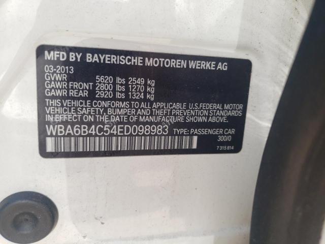 WBA6B4C54ED098983 - 2014 BMW 650 XI GRAN COUPE WHITE photo 12