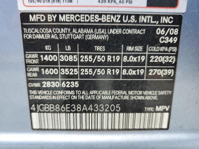 4JGBB86E38A433205 - 2008 MERCEDES-BENZ ML 350 BLUE photo 14