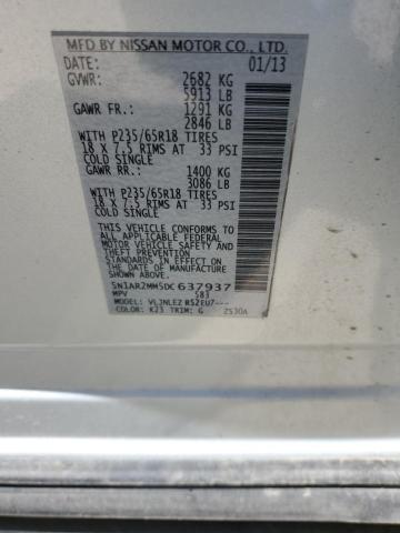 5N1AR2MM5DC637937 - 2013 NISSAN PATHFINDER S SILVER photo 14