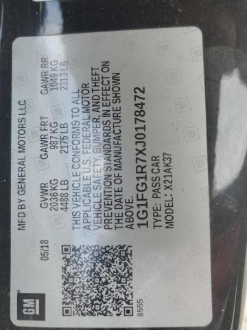 1G1FG1R7XJ0178472 - 2018 CHEVROLET CAMARO SS BLACK photo 12