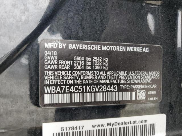 WBA7E4C51KGV28443 - 2019 BMW 740 XI შავი ფოტო 13