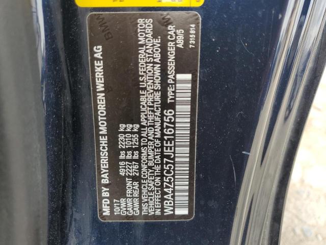 WBA4Z5C57JEE16756 - 2018 BMW 440I BLUE photo 12