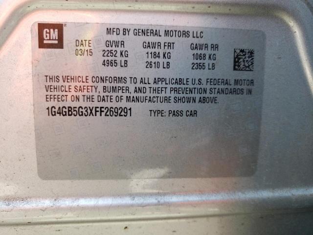 1G4GB5G3XFF269291 - 2015 BUICK LACROSSE SILVER photo 12