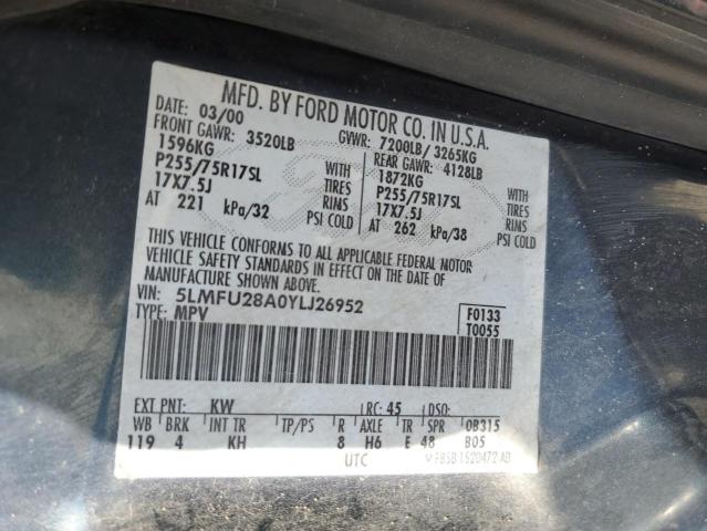 5LMFU28A0YLJ26952 - 2000 LINCOLN NAVIGATOR BLUE photo 14