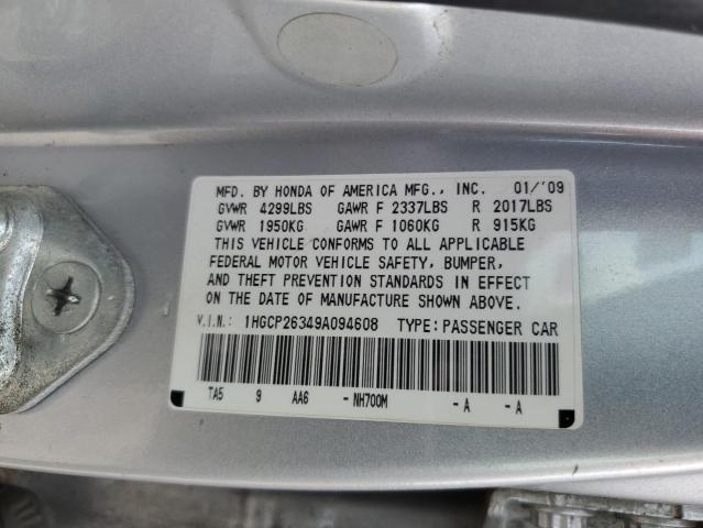 1HGCP26349A094608 - 2009 HONDA ACCORD LX SILVER photo 12