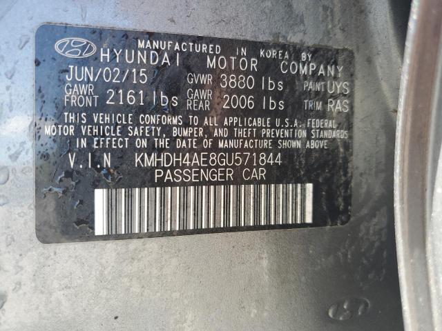 KMHDH4AE8GU571844 - 2016 HYUNDAI ELANTRA SE GRAY photo 12