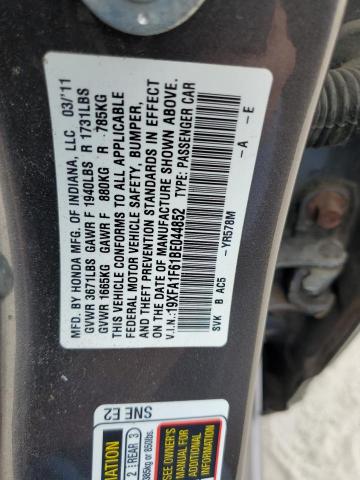 19XFA1F61BE044852 - 2011 HONDA CIVIC LX-S فحمي صورة 12