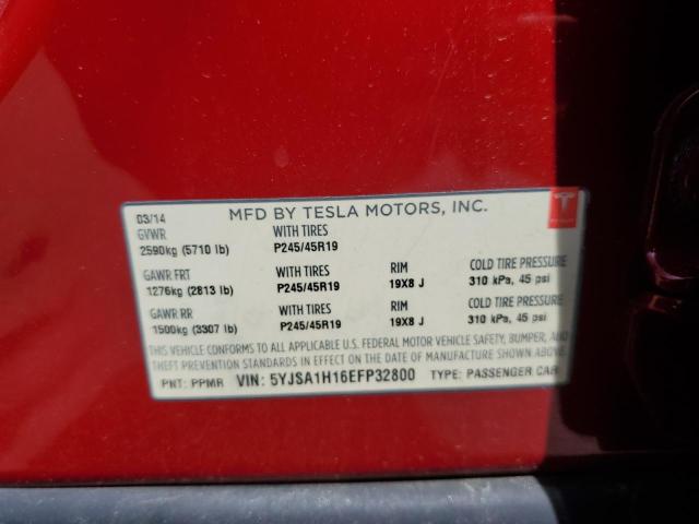 5YJSA1H16EFP32800 - 2014 TESLA MODEL S Qırmızı foto 12