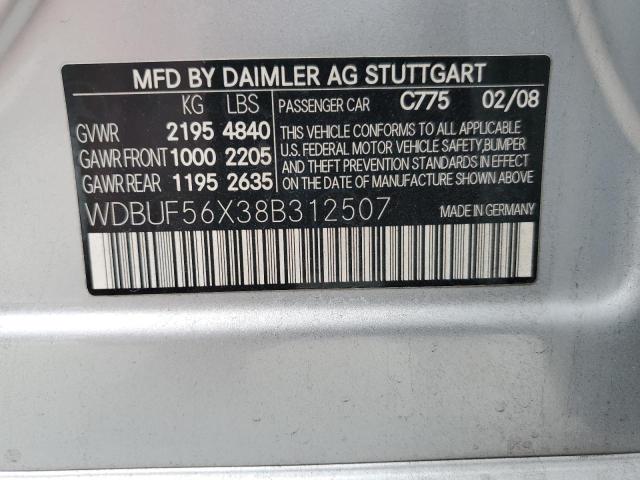 WDBUF56X38B312507 - 2008 MERCEDES-BENZ E 350 SILVER photo 12