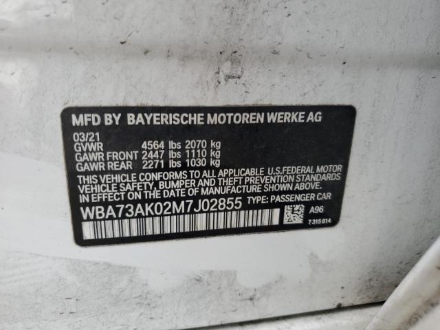 WBA73AK02M7J02855 - 2021 BMW 228XI أبيض صورة 12