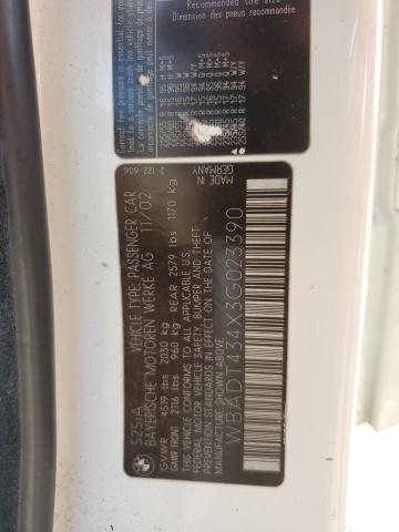 WBADT434X3G023390 - 2003 BMW 5 SERIES I AUTOMATIC WHITE photo 12