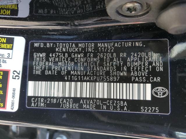 4T1G11AKXPU755897 - 2023 TOYOTA CAMRY SE NIGHT SHADE BLACK photo 12