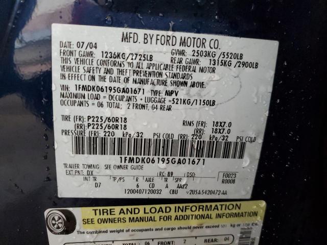 1FMDK06195GA01671 - 2005 FORD FREESTYLE LIMITED BLUE photo 13