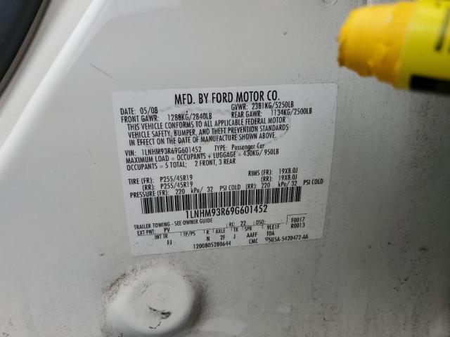 1LNHM93R69G601452 - 2009 LINCOLN MKS WHITE photo 12