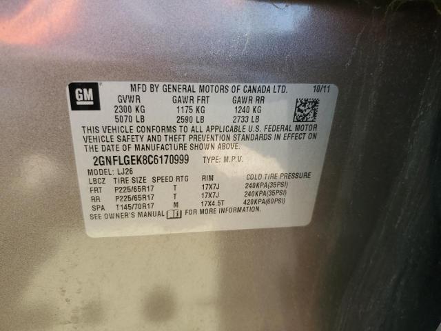 2GNFLGEK8C6170999 - 2012 CHEVROLET EQUINOX LTZ GRAY photo 14