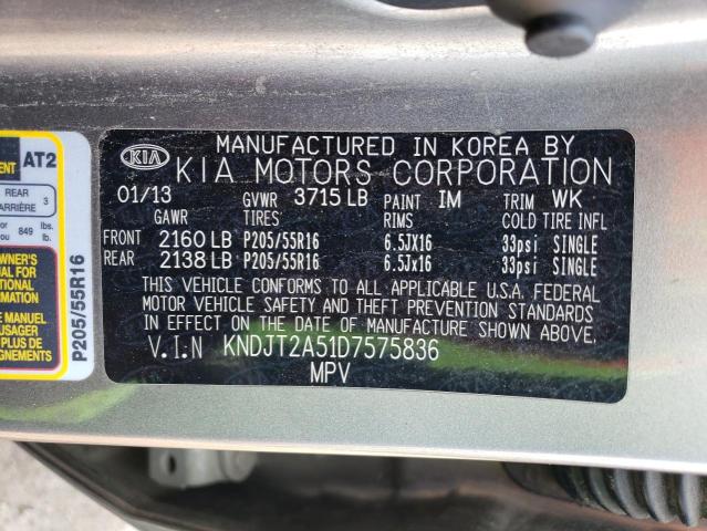 KNDJT2A51D7575836 - 2013 KIA SOUL GRAY photo 13