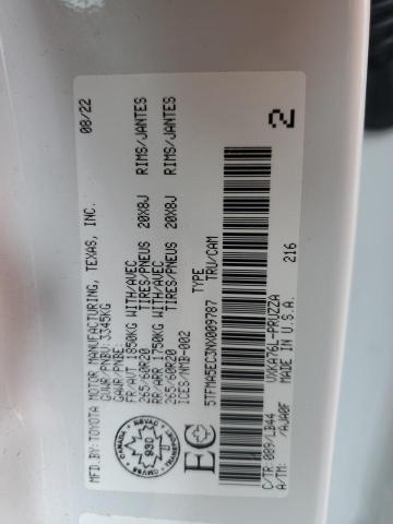 5TFMA5EC3NX009787 - 2022 TOYOTA TUNDRA CREWMAX PLATINUM WHITE photo 12