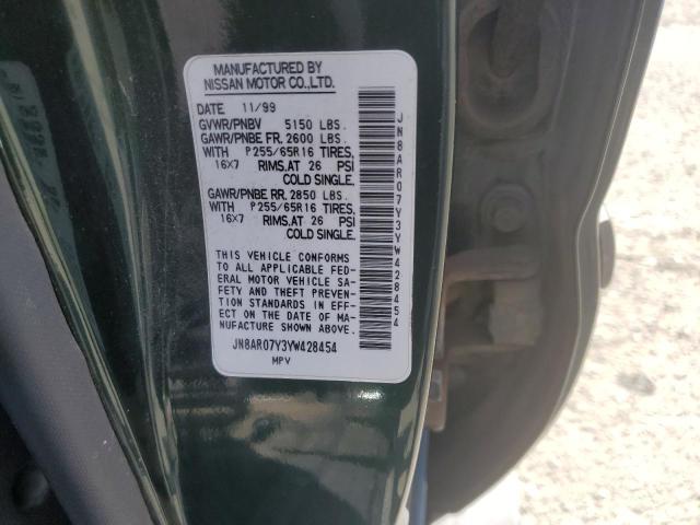 JN8AR07Y3YW428454 - 2000 NISSAN PATHFINDER LE 绿色 照片 13