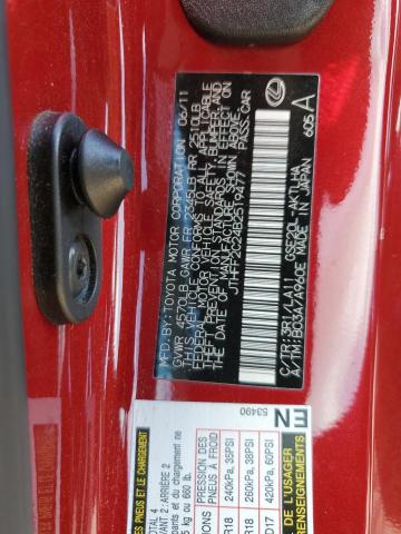 JTHFF2C24B2519477 - 2011 LEXUS IS 250 RED photo 12