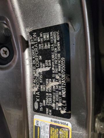 KNDJT2A53D7550159 - 2013 KIA SOUL SILVER photo 13