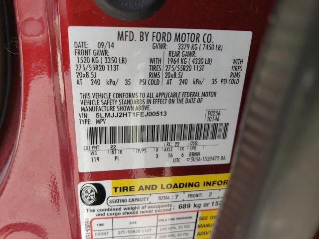 5LMJJ2HT1FEJ00513 - 2015 LINCOLN NAVIGATOR 红色 照片 14