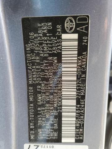 2T1KR30E96C610926 - 2006 TOYOTA COROLLA MA XR BLUE photo 12