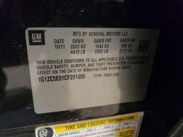 1G1ZC5E01CF201095 - 2012 CHEVROLET MALIBU 1LT BLACK photo 12