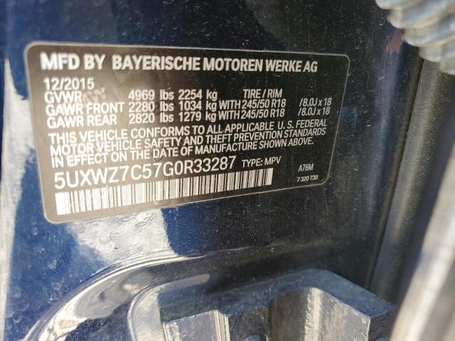 5UXWZ7C57G0R33287 - 2016 BMW X3 SDRIVE28I BLUE photo 12