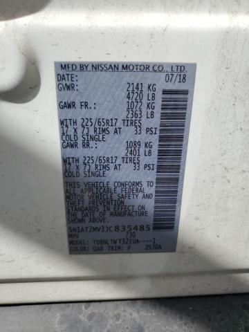 5N1AT2MV3JC835485 - 2018 NISSAN ROGUE S WHITE photo 14