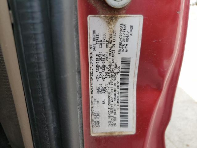 5TESM92N11Z719172 - 2001 TOYOTA TACOMA XTRACAB PRERUNNER მუქწითელი ფოტო 13