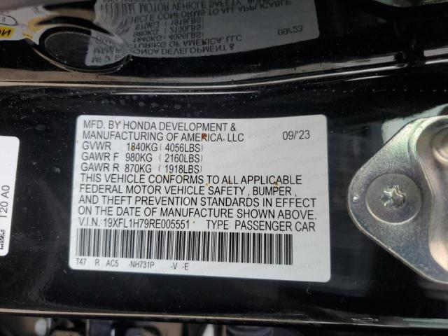 19XFL1H79RE005551 - 2024 HONDA CIVIC EXL შავი ფოტო 12