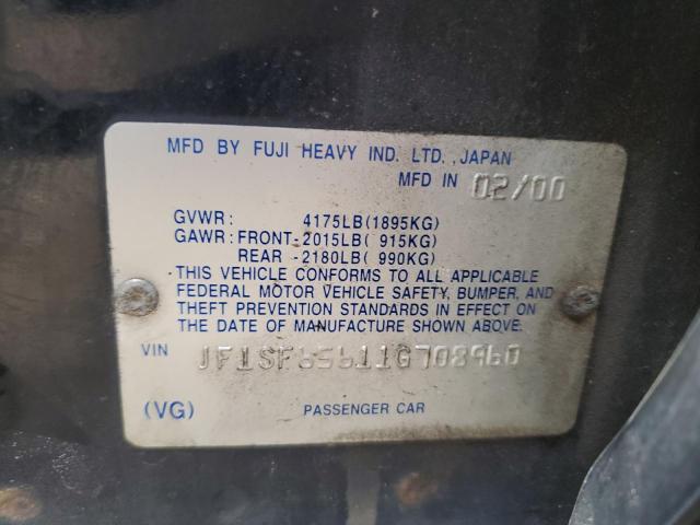 JF1SF65611G708960 - 2001 SUBARU FORESTER S BLACK photo 12