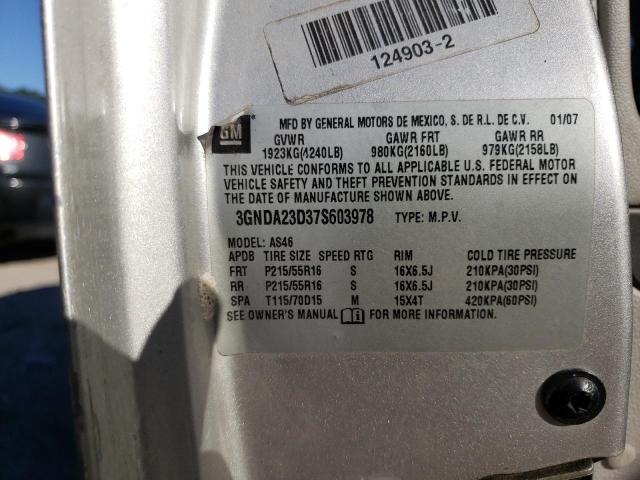 3GNDA23D37S603978 - 2007 CHEVROLET HHR LT SILVER photo 10