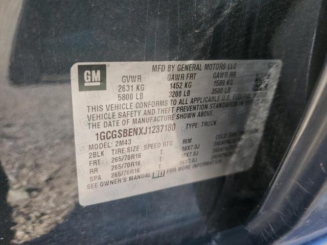 1GCGSBENXJ1237180 - 2018 CHEVROLET COLORADO Noir photo 12