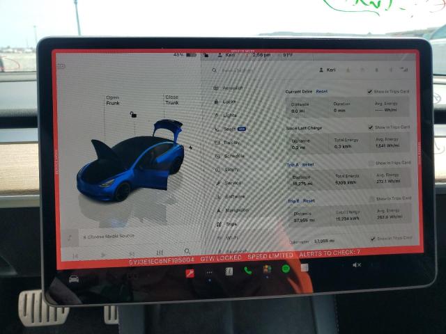 5YJ3E1EC6NF195604 - 2022 TESLA MODEL 3 BLUE photo 9