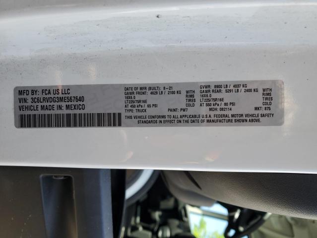 3C6LRVDG3ME567640 - 2021 RAM PROMASTER 2500 HIGH WHITE photo 14