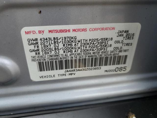 JA4AR3AW3GZ023853 - 2016 MITSUBISHI OUTLANDER ES SILVER photo 13