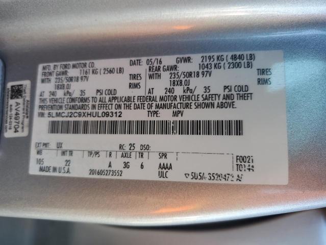 5LMCJ2C9XHUL09312 - 2017 LINCOLN MKC SELECT Արծաթագույն լուսանկար 13