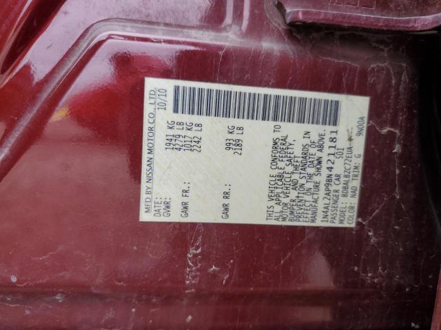 1N4AL2AP9BN421181 - 2011 NISSAN ALTIMA BASE Bordo foto 12
