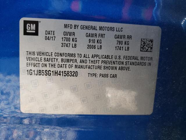 1G1JB5SG1H4158320 - 2017 CHEVROLET SONIC LS 蓝色 照片 13