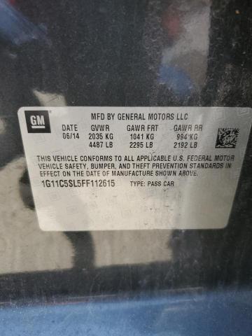 1G11C5SL5FF112615 - 2015 CHEVROLET MALIBU 1LT CHARCOAL photo 12