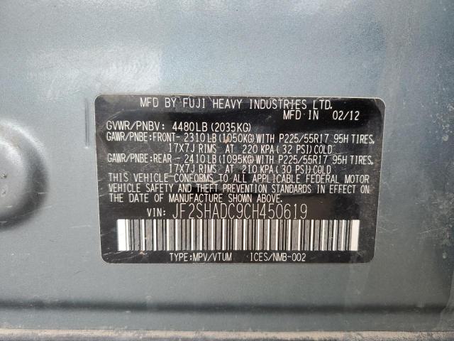 JF2SHADC9CH450619 - 2012 SUBARU FORESTER 2.5X PREMIUM BLUE photo 13