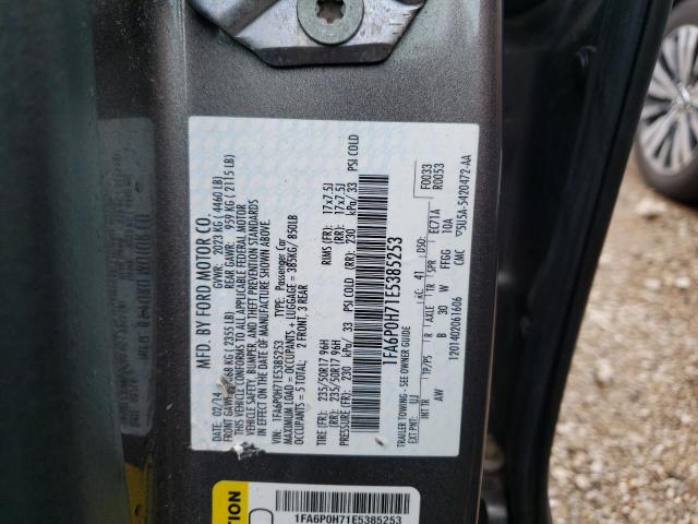 1FA6P0H71E5385253 - 2014 FORD FUSION SE GRAY photo 10