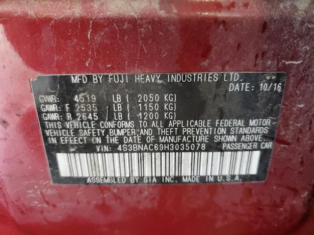 4S3BNAC69H3035078 - 2017 SUBARU LEGACY 2.5I PREMIUM RED photo 12