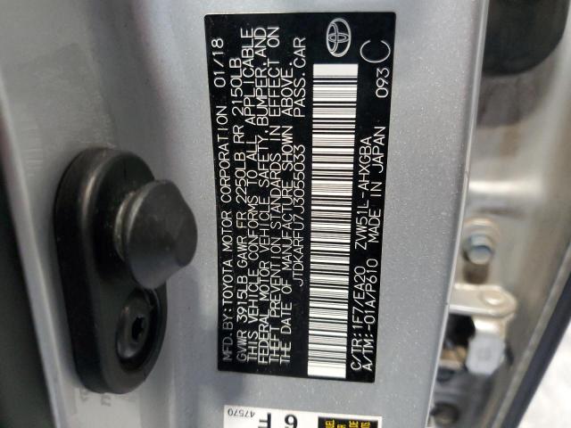 JTDKARFU7J3055033 - 2018 TOYOTA PRIUS SILVER photo 12