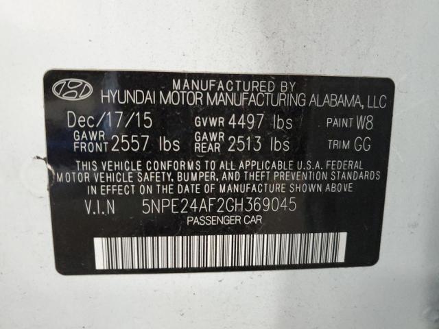 5NPE24AF2GH369045 - 2016 HYUNDAI SONATA SE WHITE photo 12