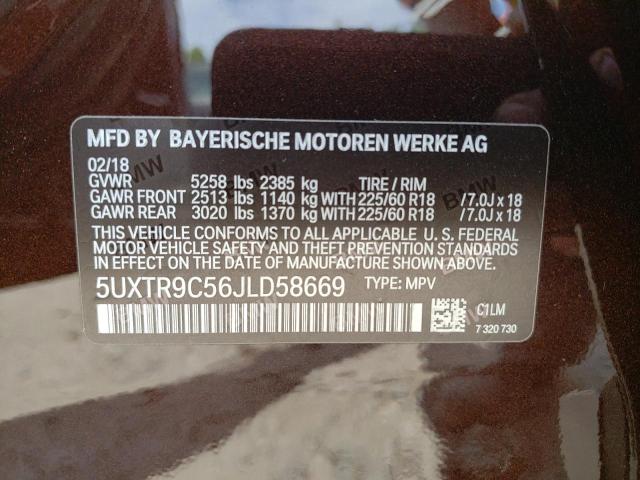 5UXTR9C56JLD58669 - 2018 BMW X3 XDRIVE30I BROWN photo 13