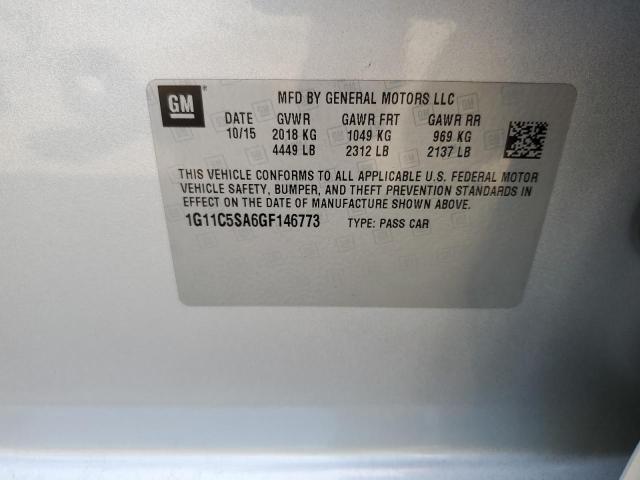 1G11C5SA6GF146773 - 2016 CHEVROLET MALIBU LIM LT 银色 照片 12
